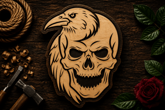Download Raven Skull Gothic Artwork Laser Cut SVG - Gothic artwork Collection