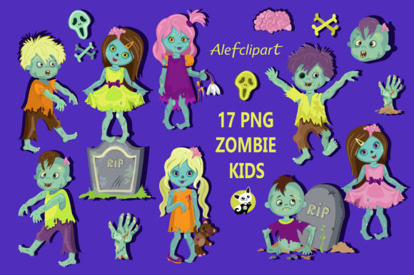 Download Zombie Kids Digital Clip Art - Zombie Collection